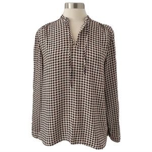 Tommy Hilfiger houndstooth tie neck shirt size medium